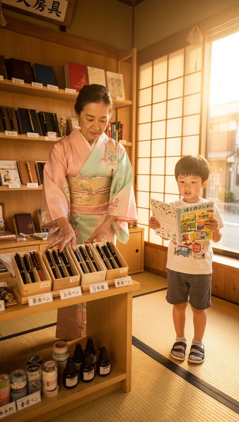 人気のある万年筆が並んだエレガントなショーケース